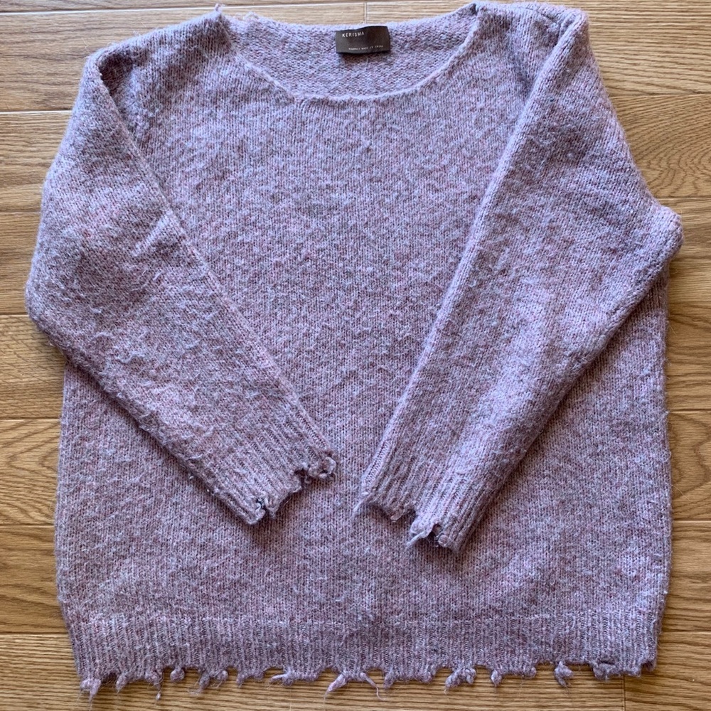 Kerisma Pink Distressed Hem Sweater size M/L